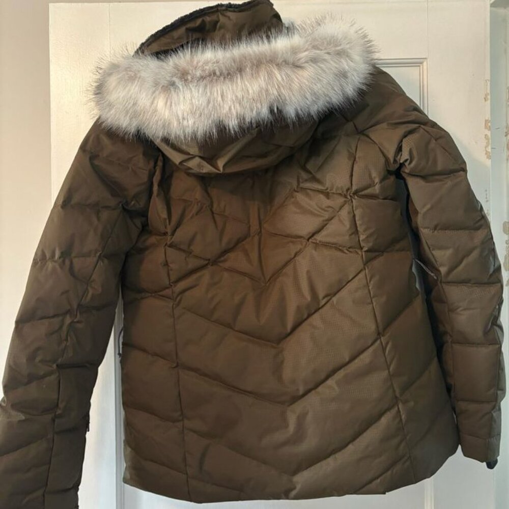 NWT Womens Columbia Puffer Jacket Coat Parka Fur Hood New Army Green Brown